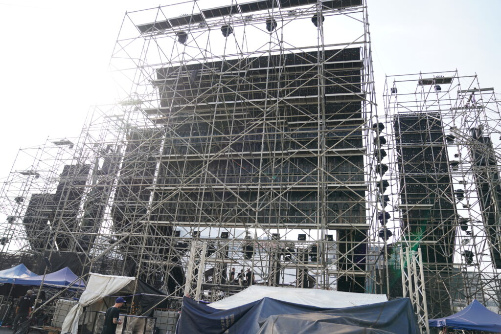 Outdoor scaffolding from backstage